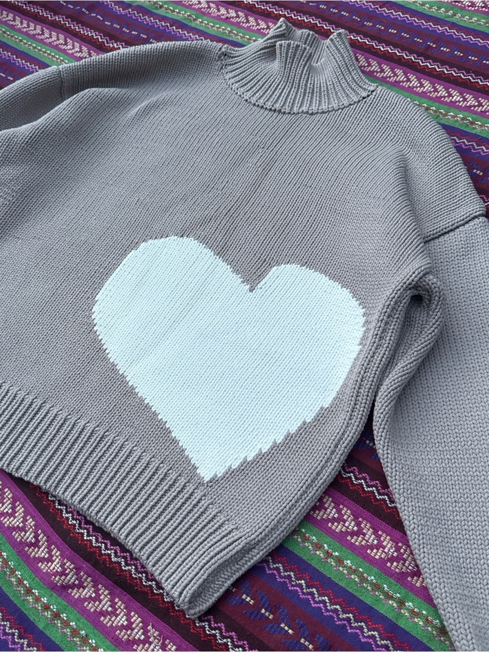Kerri Rosenthal Heart Sweater in Cream and White